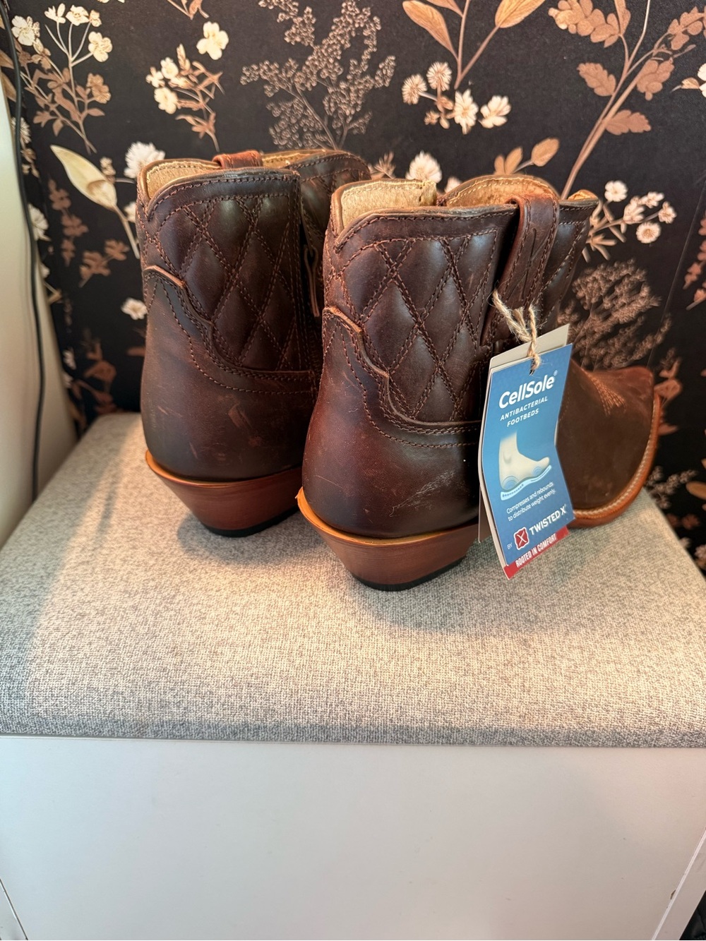 Twisted X Brown Quilted Leather Ankle Boots